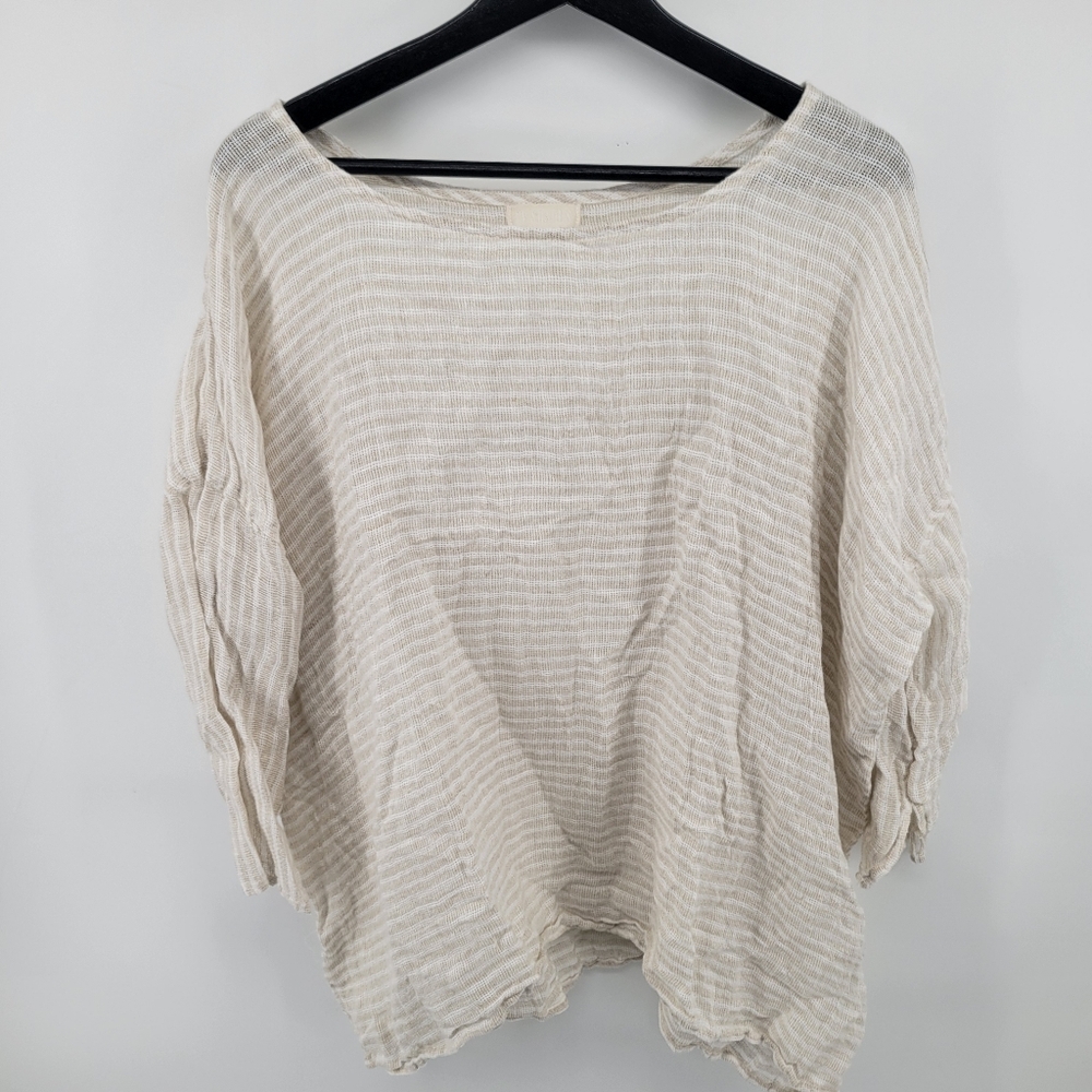 CP Shades Linen Oversized Cream and White Top Size XS